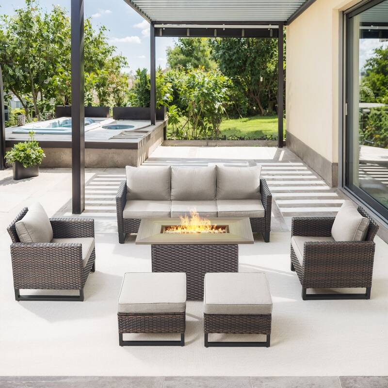 Gymojoy Outdoor Fire Pit Conversation Set, Patio Furniture with Cushions