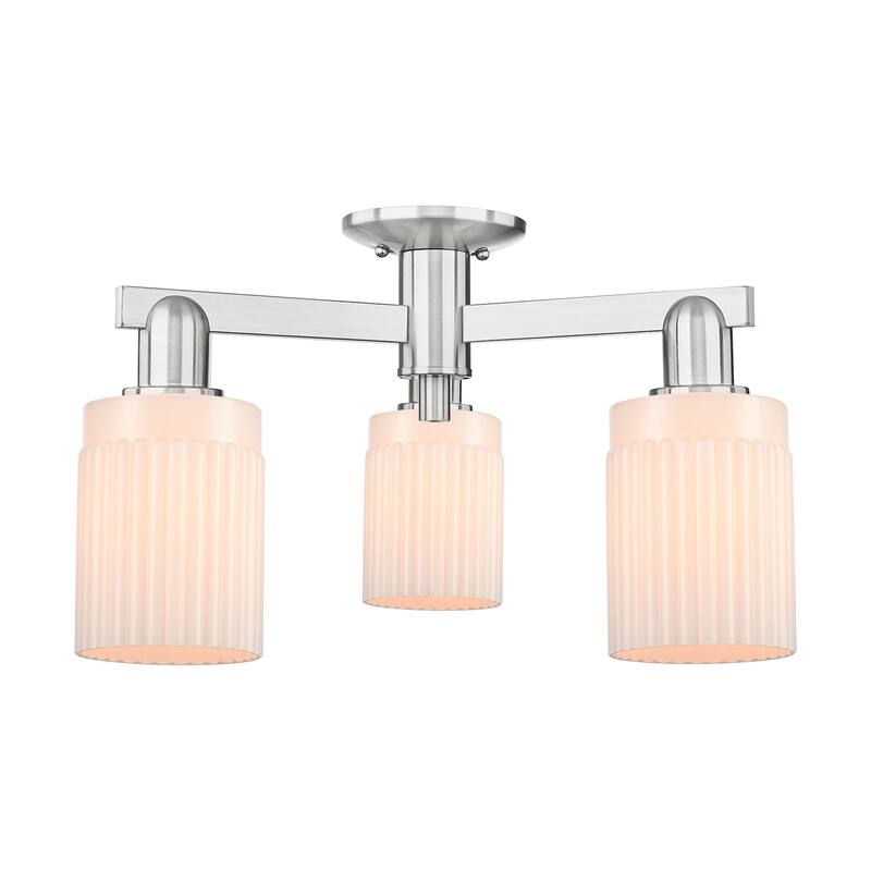 Innovations Lighting 716-3F-11-22 Hadley Semi-Flush Hadley 3 Light 22" - Brushed Satin Nickel / Matte White