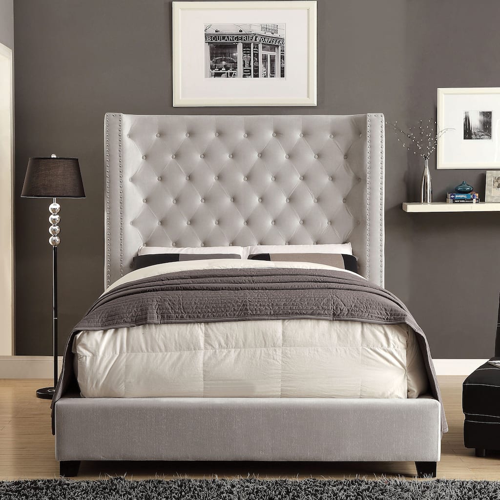 Furniture of America Arun Modern Fabric Low Profile Panel Bed