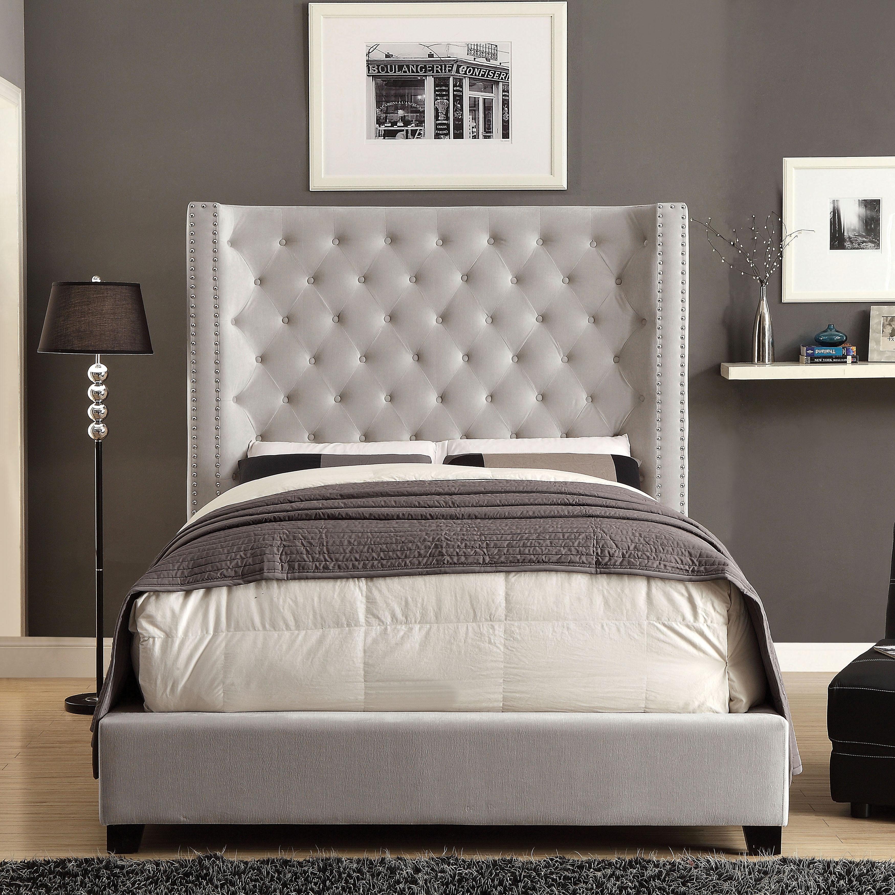 Furniture of America Arun Modern Fabric Low Profile Panel Bed