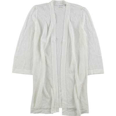Calvin Klein Womens Mesh Cardigan Sweater,, White, Small