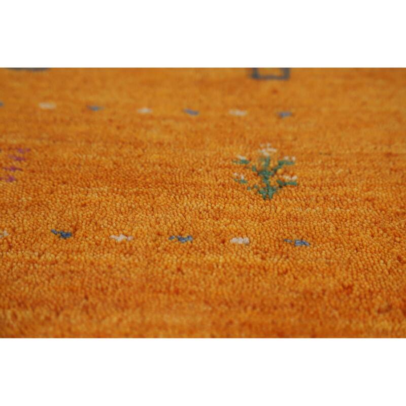 Hand Knotted Oriental 100% Wool Carpet Tribal Tribal Oranges & Rust Gabbeh Area Rug - 7' 7'' X 5' 0''