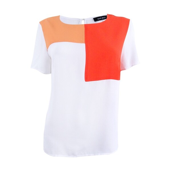 Shop Nine West Women S Colorblocked T Shirt S Tangerine Combo