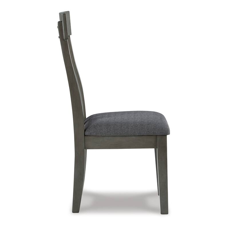 Haly Dining Side Chair Set of 2, Solid Wood Gray Frame, Fabric Seat