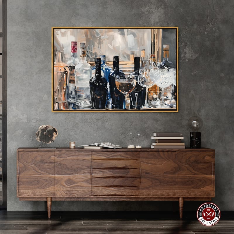 Notoriart Countertop Drinks Framed Bar Cart Art For Men