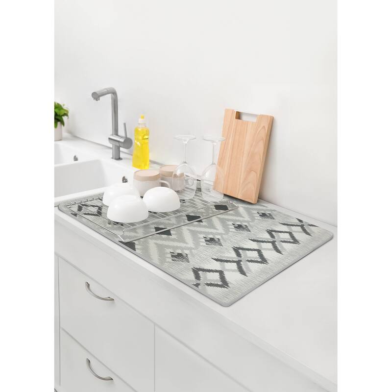 FloorPops Dierdre Grey Stone Quick Drying Mat