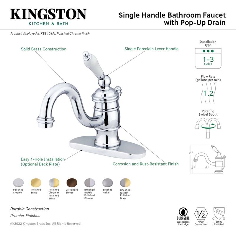 Victorian 4 in. Centerset 1-Handle Bathroom Faucet
