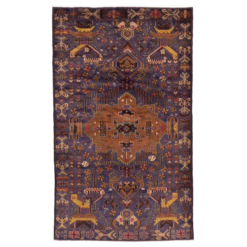 ECARPETGALLERY Hand-knotted Teimani Navy Wool Rug - 4'0 x 6'9