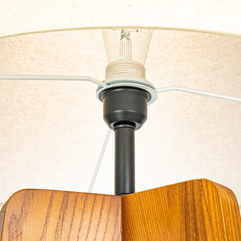 Rubberwood Tripod Floor Lamp with Linen Shade - 19.7"L x 19.7"W x 63.0"H
