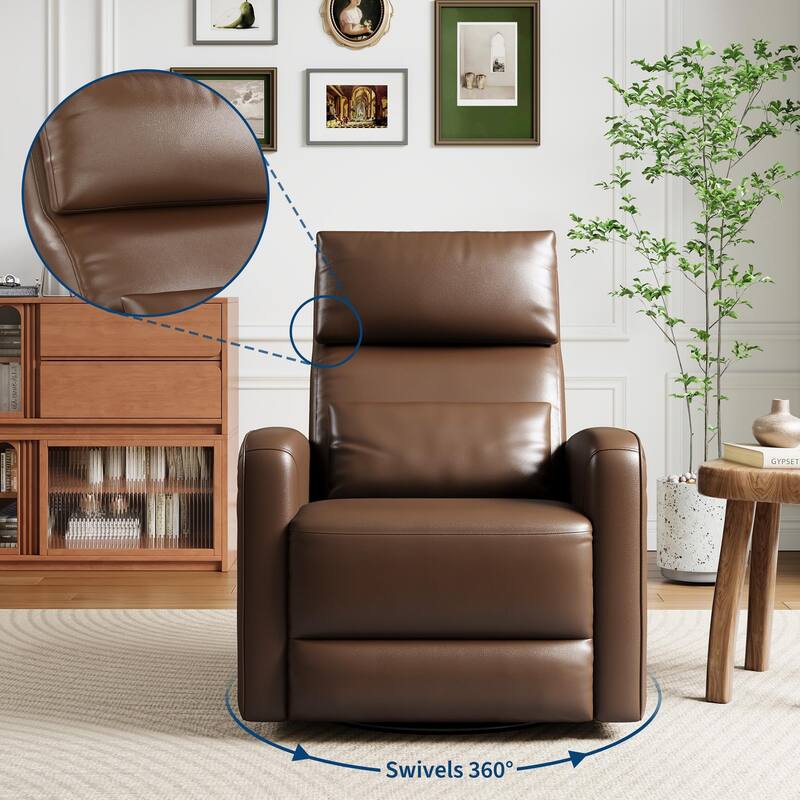 Manual Reclinder, 360° Swivel Rocking Glider Reclinder Chair, Soft Faux Leather Upholstered Sofa Chair