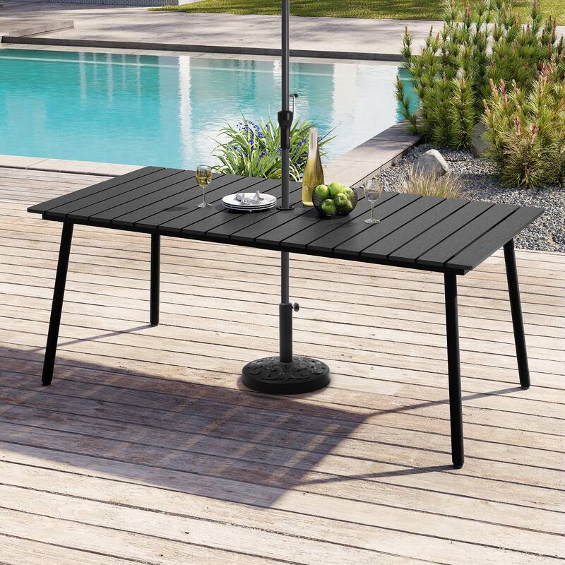 Outdoor Dining Furniture Rectangular Dining Table with Umbrella Hole