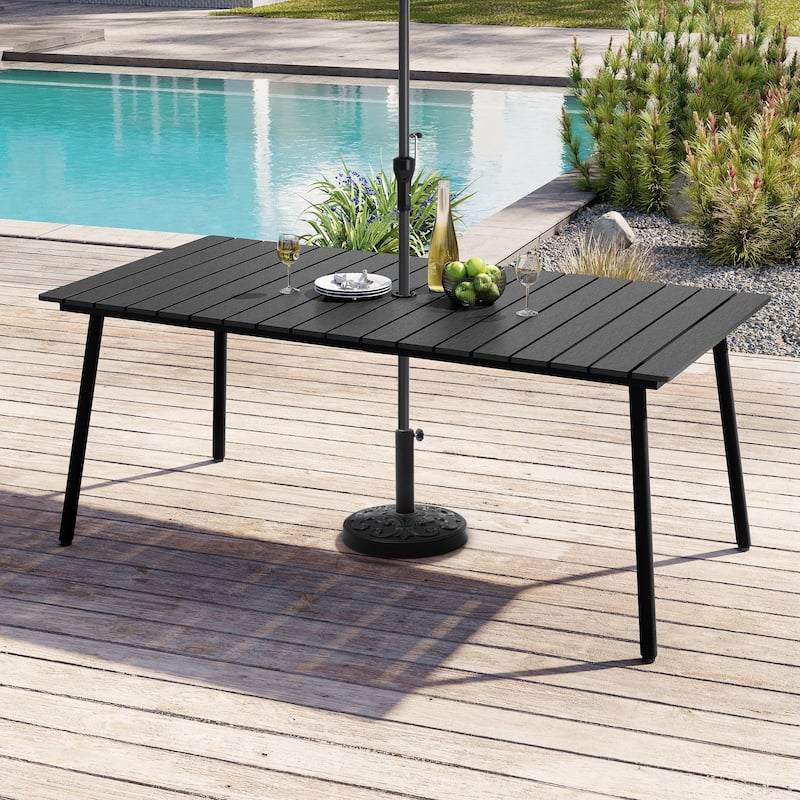 Outdoor Dining Furniture Rectangular Dining Table with Umbrella Hole