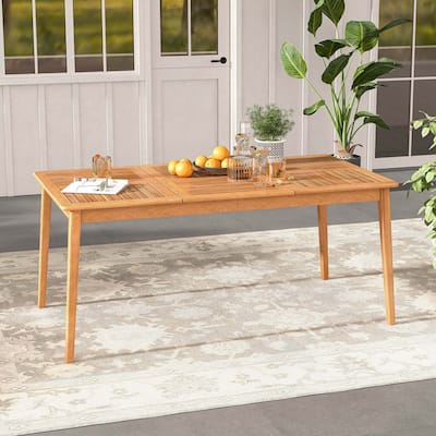 Patio Acacia Wood Dining Bistro Table Rectangular Wooden Picnic Table