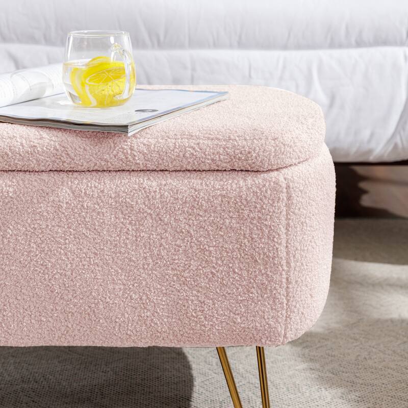 Ouyessir Modern Sherpa Storage Bench, Ottoman with Storage
