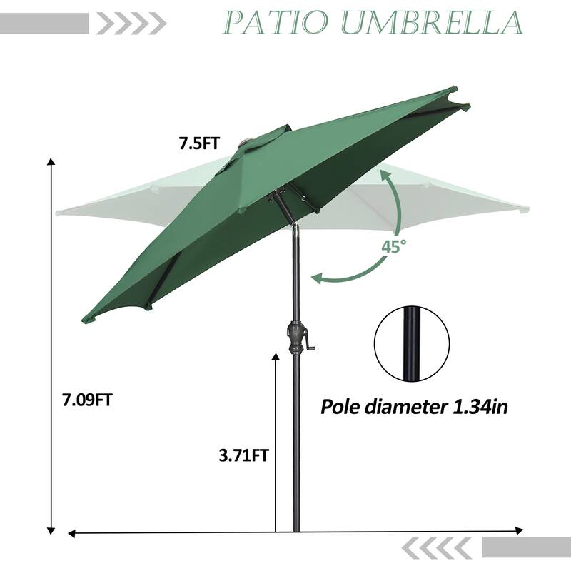 Ainfox 7.5ft Patio Umbrella Outdoor Umbrella Tilt Multi-color Without Base