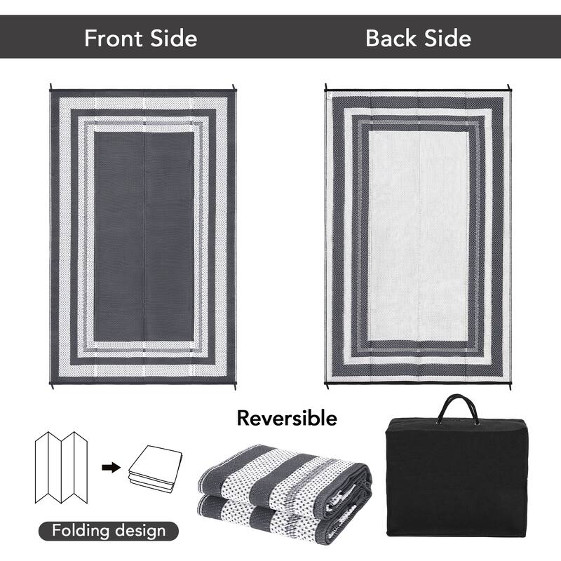Outdoor Plastic Straw Rug Waterproof Outdoor Rug Reversible Plastic Camping Rugs for Patio Porch Deck Backyard
