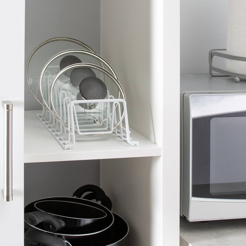 Organize It All Deluxe Lid and plates Organizer in White - 6.00" x 12.25" x 4.75"