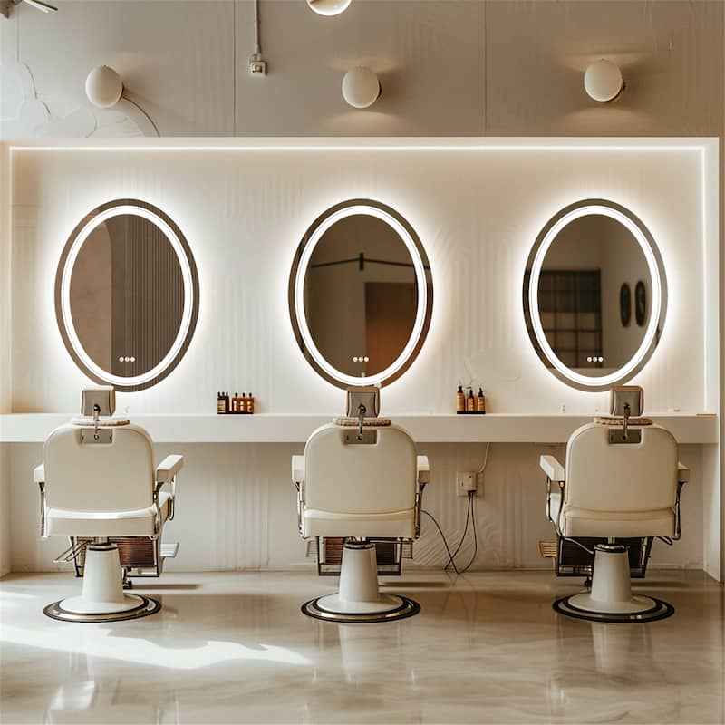 23.6x31.5 inch Oval Illuminated Bathroom Mirror Anti-Fog&Memorable