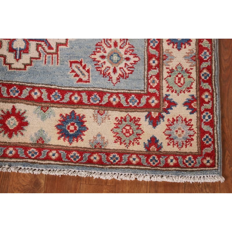 Blue Kazak Oriental Accent Rug Hand-Knotted Wool Carpet - 3'3"x 5'5"