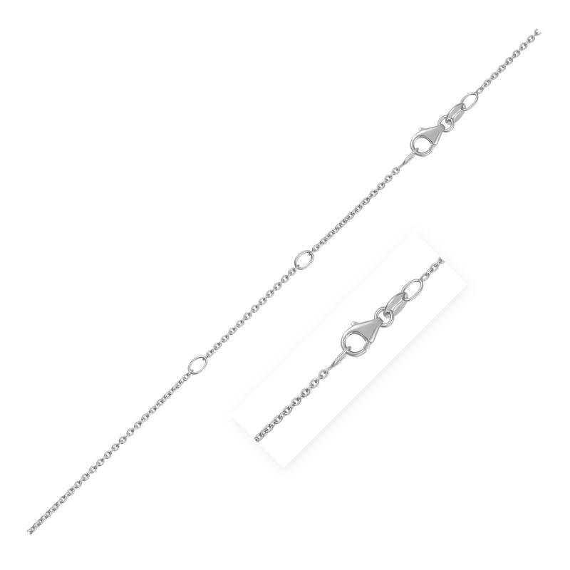 Double Extendable Cable Chain Necklace in 14k White Gold (1.4mm) 18" Inches