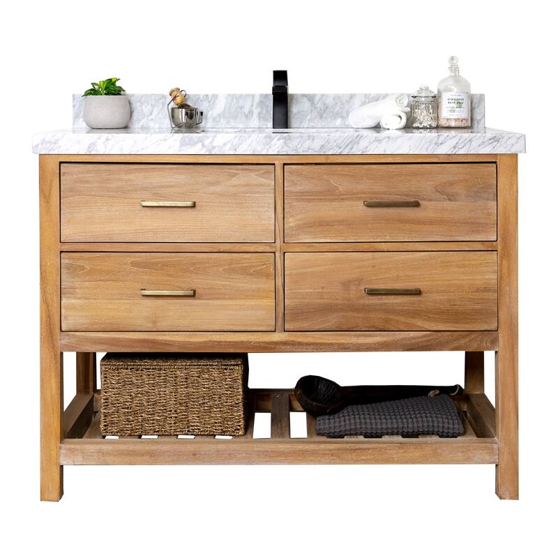 Willow Collections 42 in. W x 22 in. D Parker Solid Teak Single Sink Bathroom Vanity with Countertop