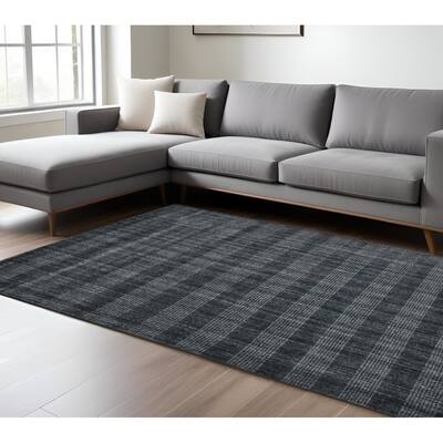 HomeRoots Plaid Transitional Rectangle Area Rug