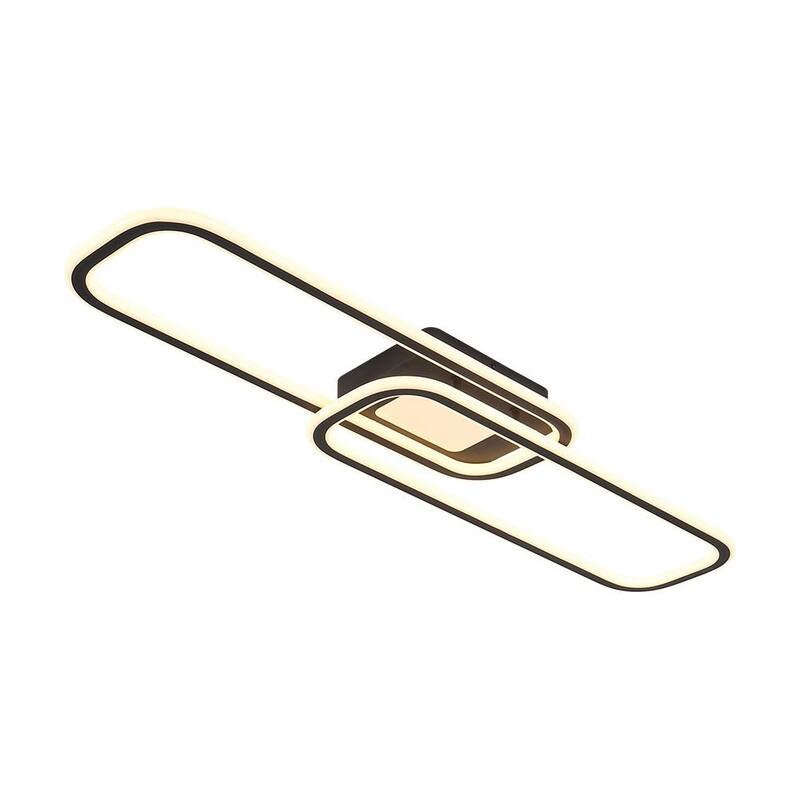 Dimmable LED Dual Oval Ring Long Semi Flush Mount Light 41in