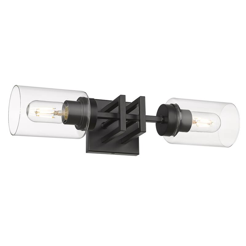 Golden Lighting Tribeca 2-light Wall Sconce in Matte Black - Matte Black with Matte Black - Matte Black with Matte Black
