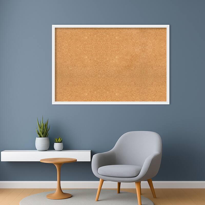 Incline White Wood Framed Cork Board - Bulletin Board, Organization Board, Pin Board