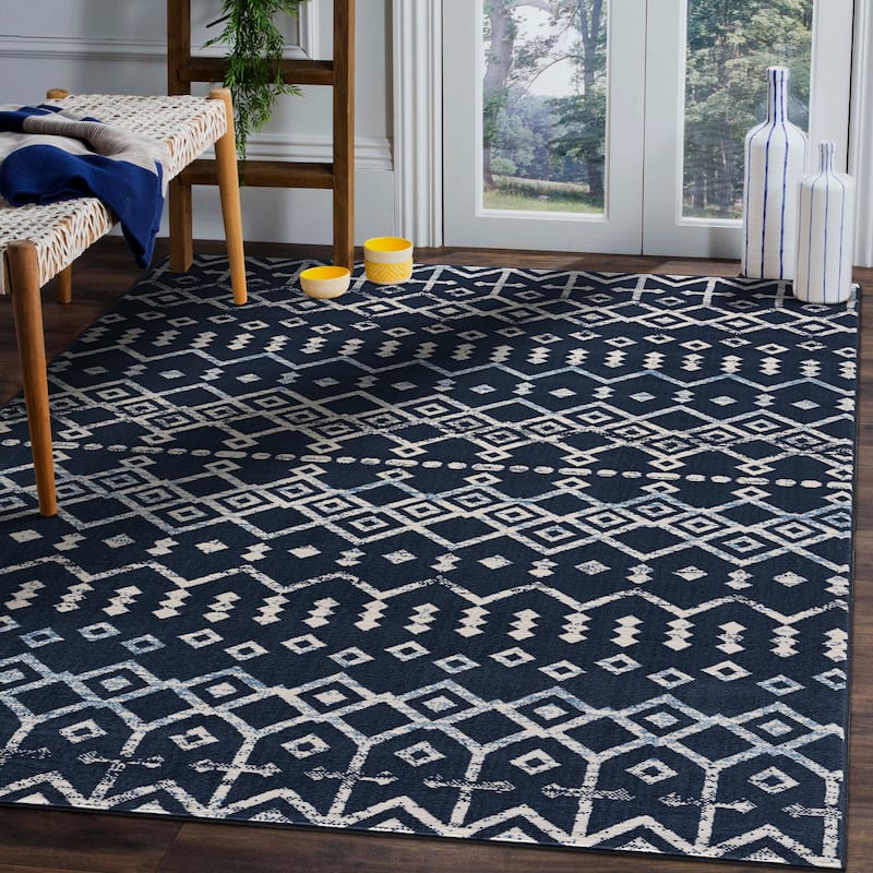 Beverly Rug Modern Bohemian Trellis Indoor Area Rug with Jute Backing for Living Room, Kitchen, Bedroom