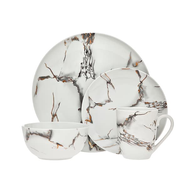 Rayo Marble 16 Piece Dinnerware Set, Service for Bed Bath