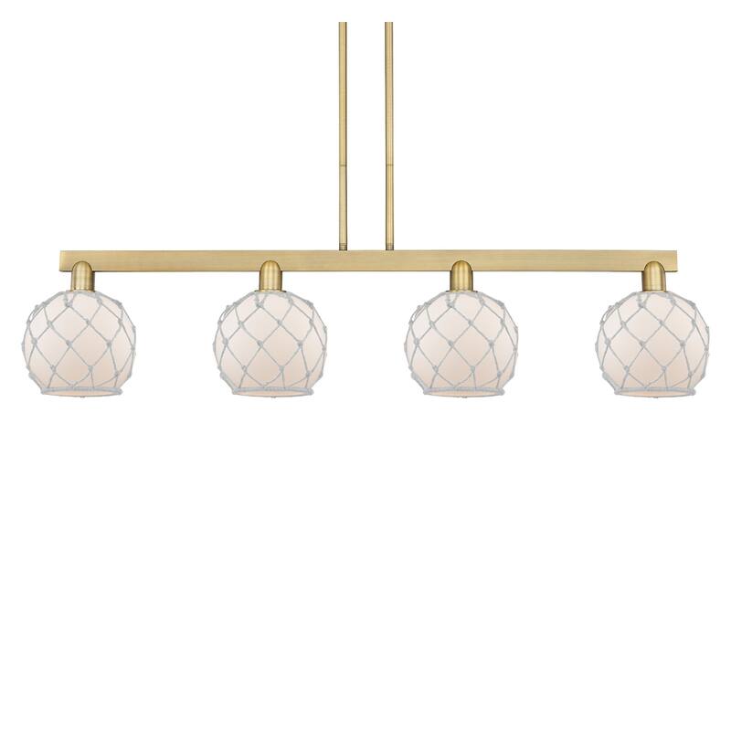 Innovations Lighting 716-4I-11-51 Farmhouse Rope Linear Farmhouse Rope - Brushed Brass / White Glass with White Rope