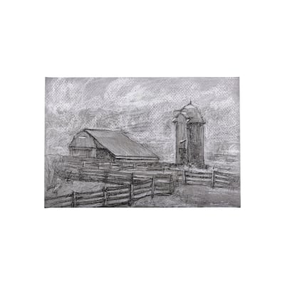 Farm View Sketch II (45 x 30) Canvas Art Print