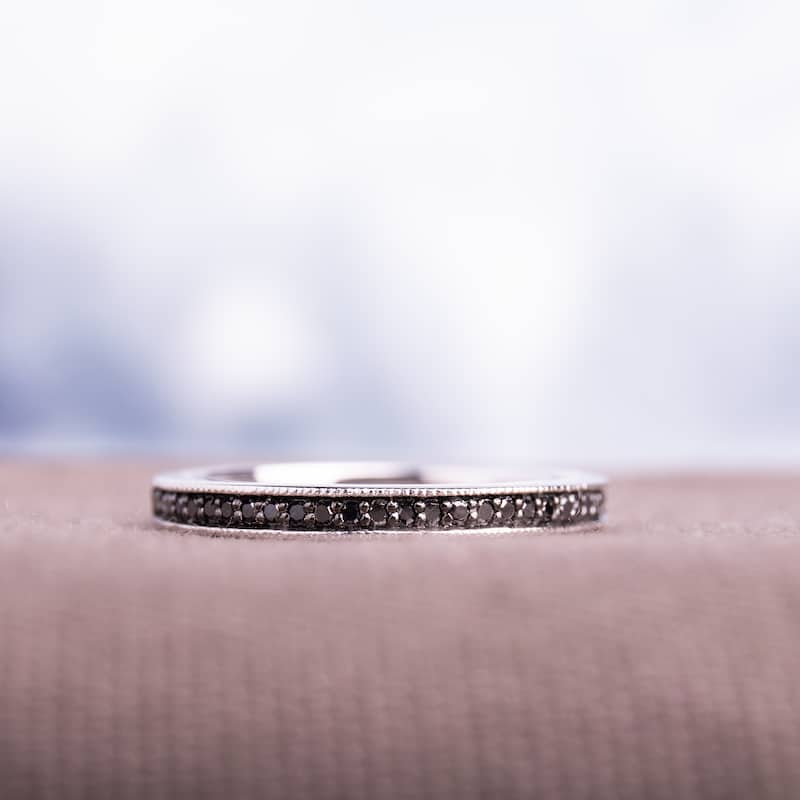 Miadora Sterling Silver 1/8ct TDW Black Diamond Anniversary-style Stackable Wedding Band