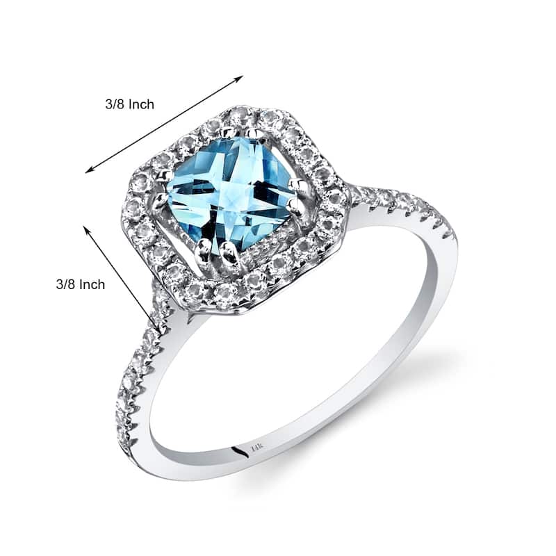 14k White Gold 1.13ct Aquamarine and White Topaz Ring