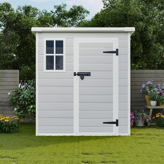 Resin Outdoor Storage Shed with Floor&Window&Lockable Doors&Vents