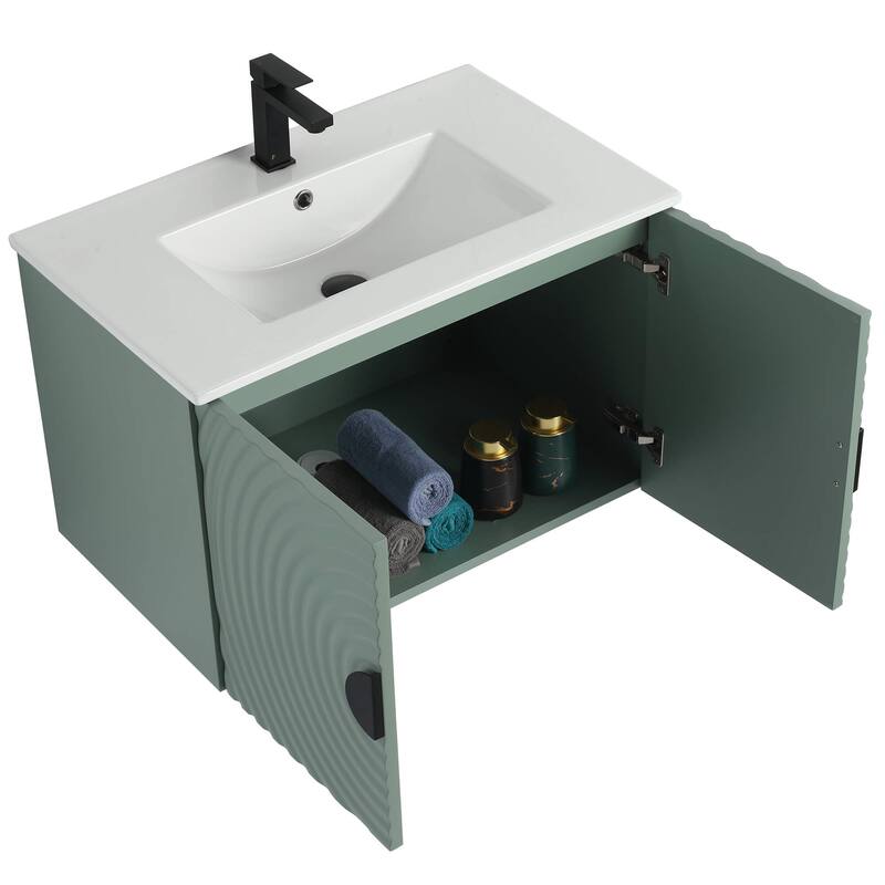 Pellabay Modern Bathroom Vanity with Fluted Circular Doors - Sink Included