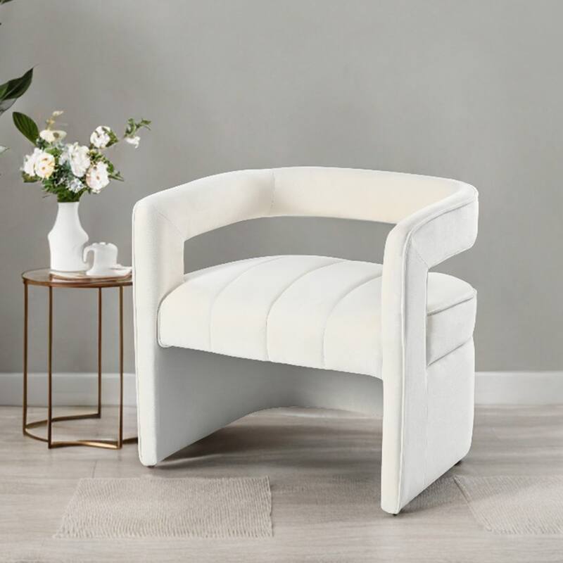 Celi Modern Velvet Accent Chair by Christopher Knight Home - Ivory