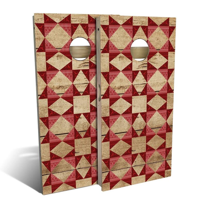 Red Star Outdoor Cornhole Board Set - Backyard 2x4 - Include Case + Hole Lights