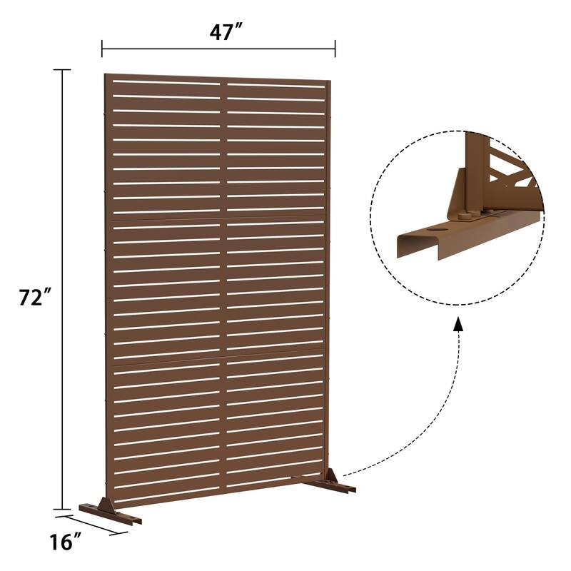 Louvered Metal Privacy Screen Panel Free Standing - 72*47