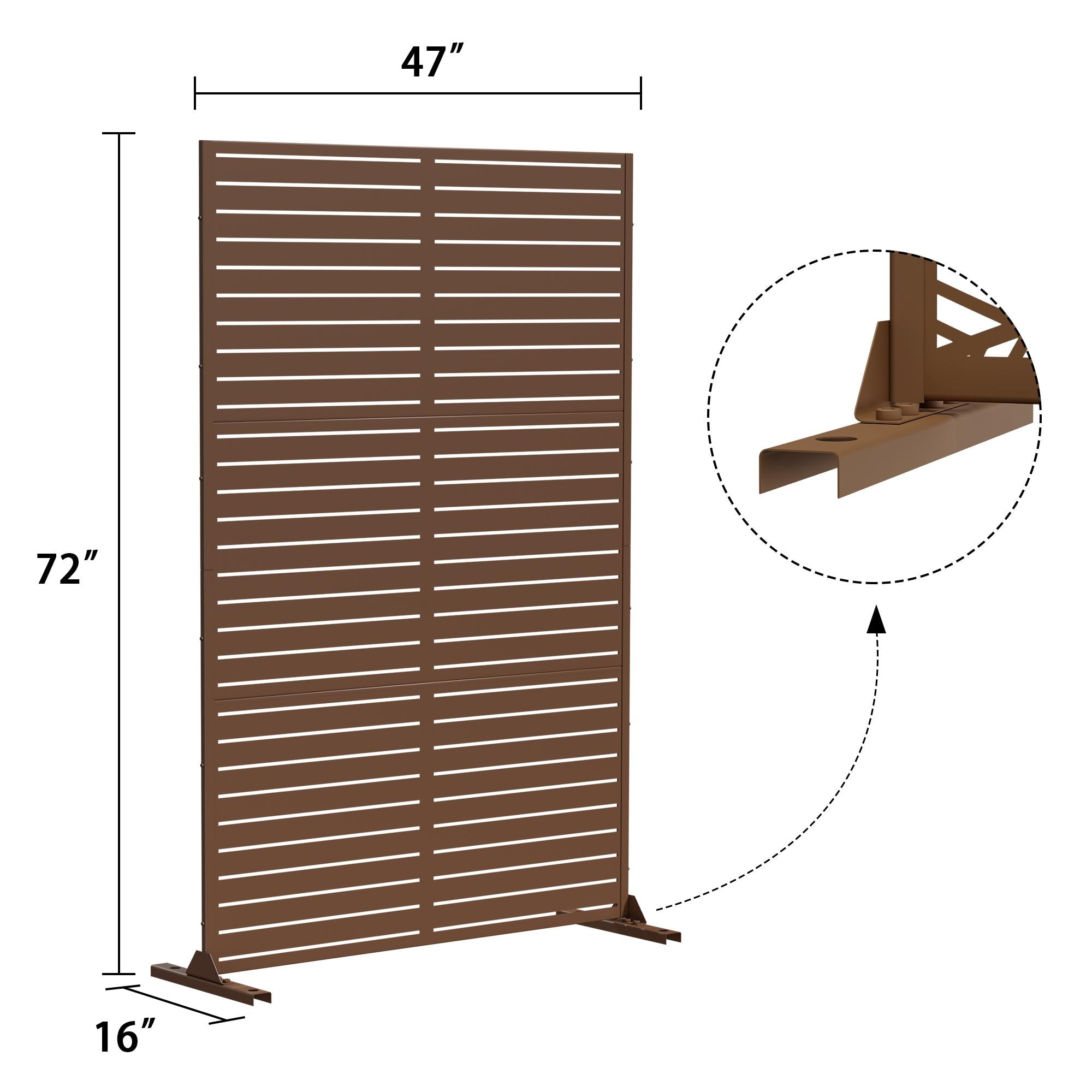 Louvered Metal Privacy Screen Panel Free Standing - 72*47