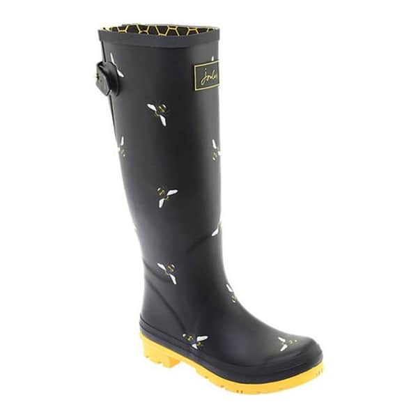 Shop Joules Women S Welly Print Adjustable Back Tall Rain Boot Black Botanical Bees Rubber Overstock 25594817