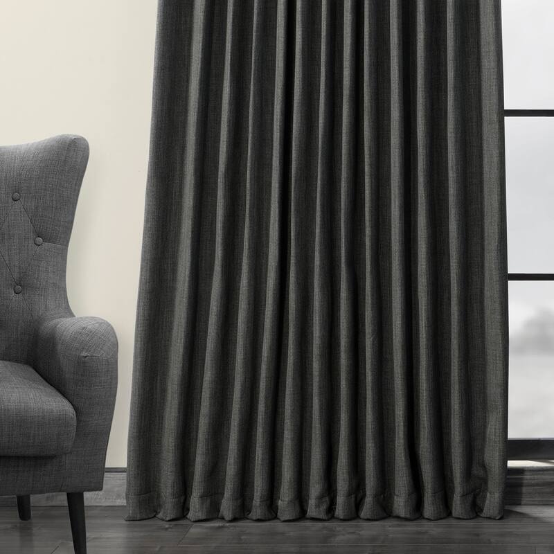Exclusive Fabrics Faux Linen Extra Wide Room Darkening Curtain Panel