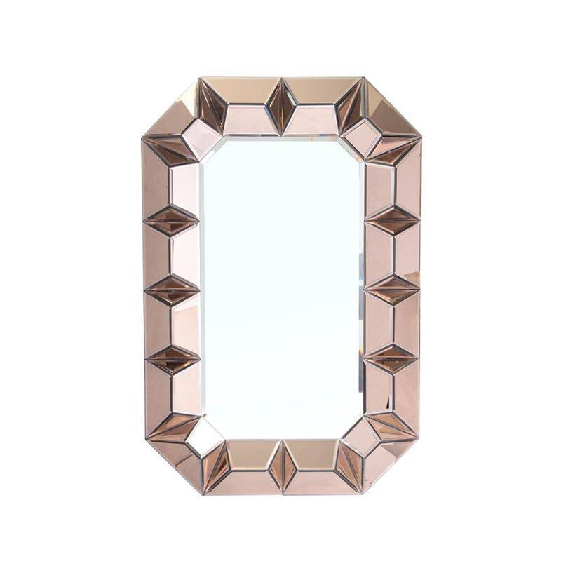 HomeRoots 35" Rose Gold Glass Abstract Ornate Framed Accent Mirror - 23.6