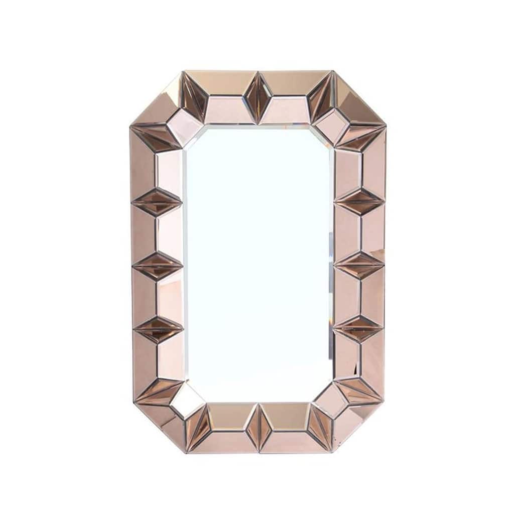 HomeRoots 35" Rose Gold Glass Abstract Ornate Framed Accent Mirror - 23.6