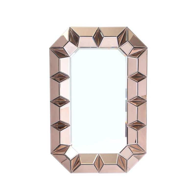 HomeRoots 35" Rose Gold Glass Framed Accent Mirror - 23.6