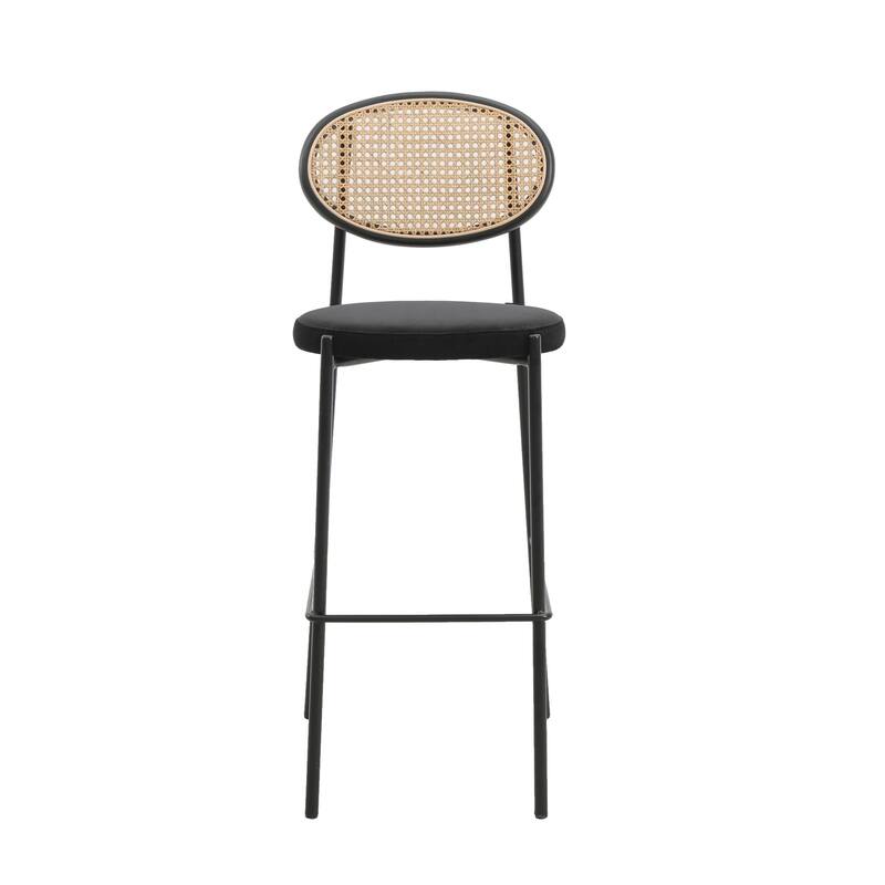 LeisureMod Euston Modern Wicker Bar Stool with Powder Coated Steel Frame - 42"