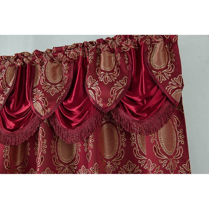 Gracewood Hollow Mabanckou Textured Jacquard Single Rod Pocket Curtain Panel w/ Attached Valance (54 x 84) - 54 x 84 in.