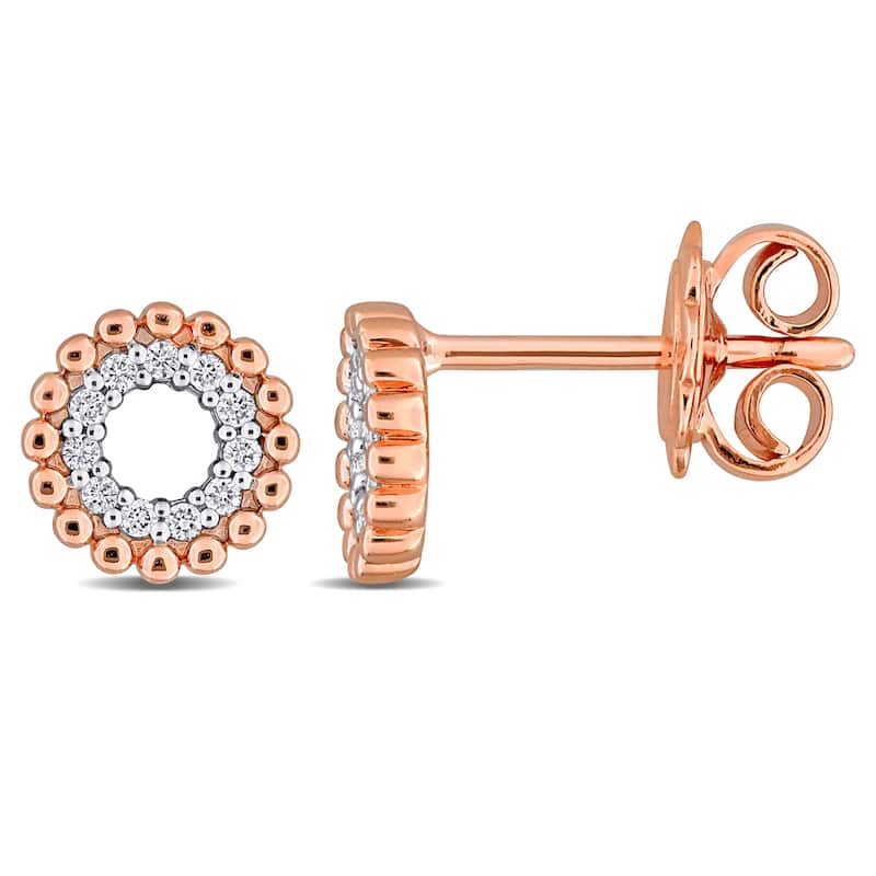 Miadora Diamond Accent 7mm Halo Stud Earrings in 14k Two-Tone Gold