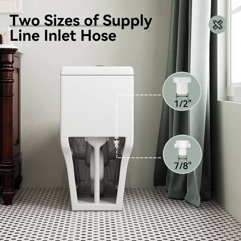 HOROW High Efficiency One Piece Dual Flush Elongated White Toilet 1.1/1.6 GPF Soft Closing Seat Included
